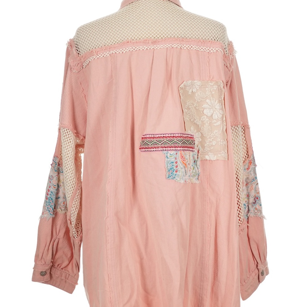 POL womans boho Pink Patchwork Jacket Shacket Siz… - image 2